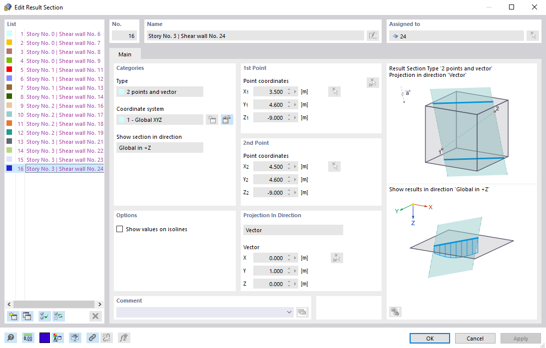 Result Sections of Building Model