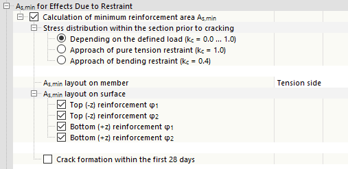 Calculation of Minimum Reinforcement Area for Effects Due to Restraint