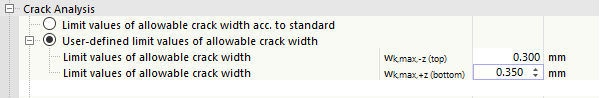 Specifying User-Defined Limit Value of Crack Width