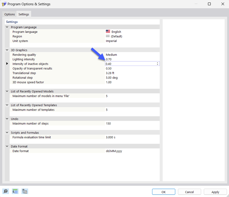 Modifying Intensity for Display of Inactive Objects