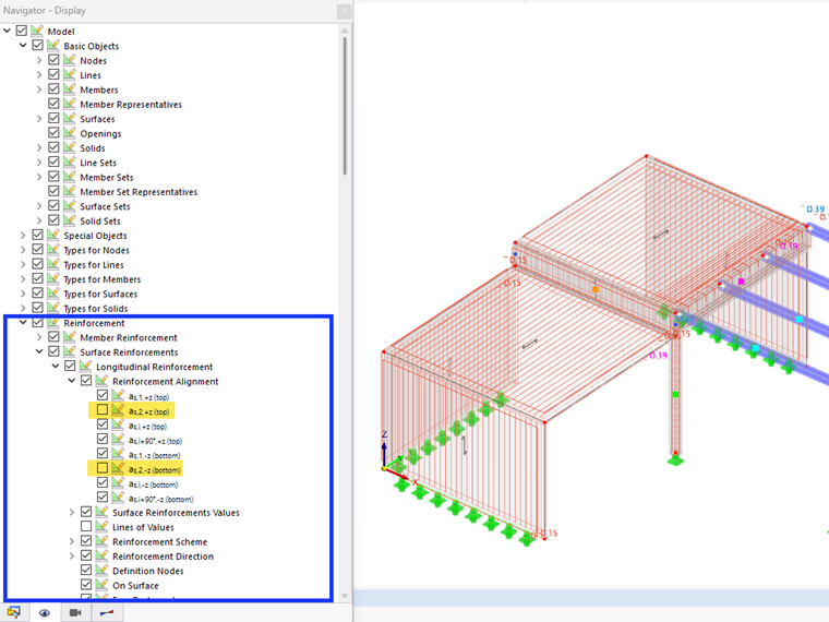 Displaying Reinforcement in Primary Direction