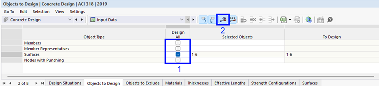 Selecting Object Types for Design and Starting Calculation