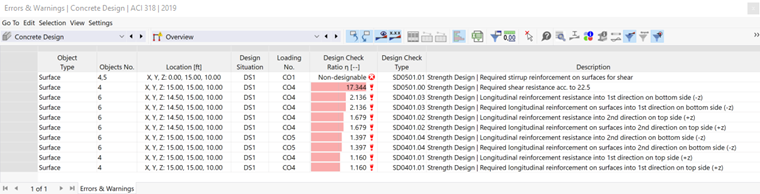 Table "Errors & Warnings"
