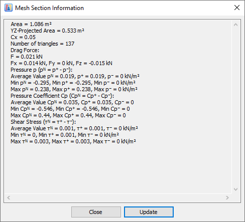 Mesh Section Information