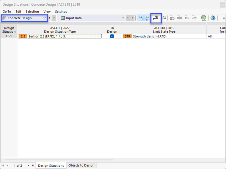 Starting Calculation of Concrete Design Results