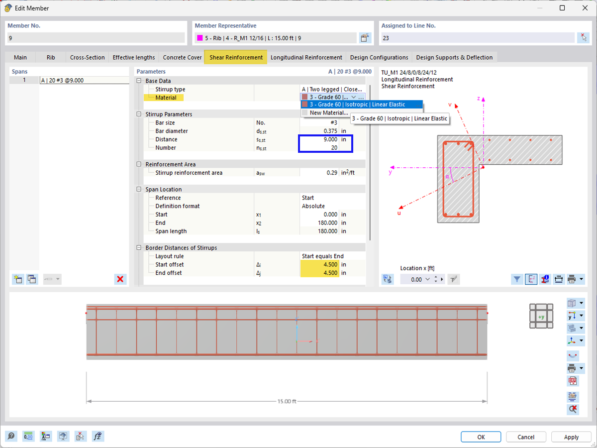 Selecting Material and Number of Stirrups