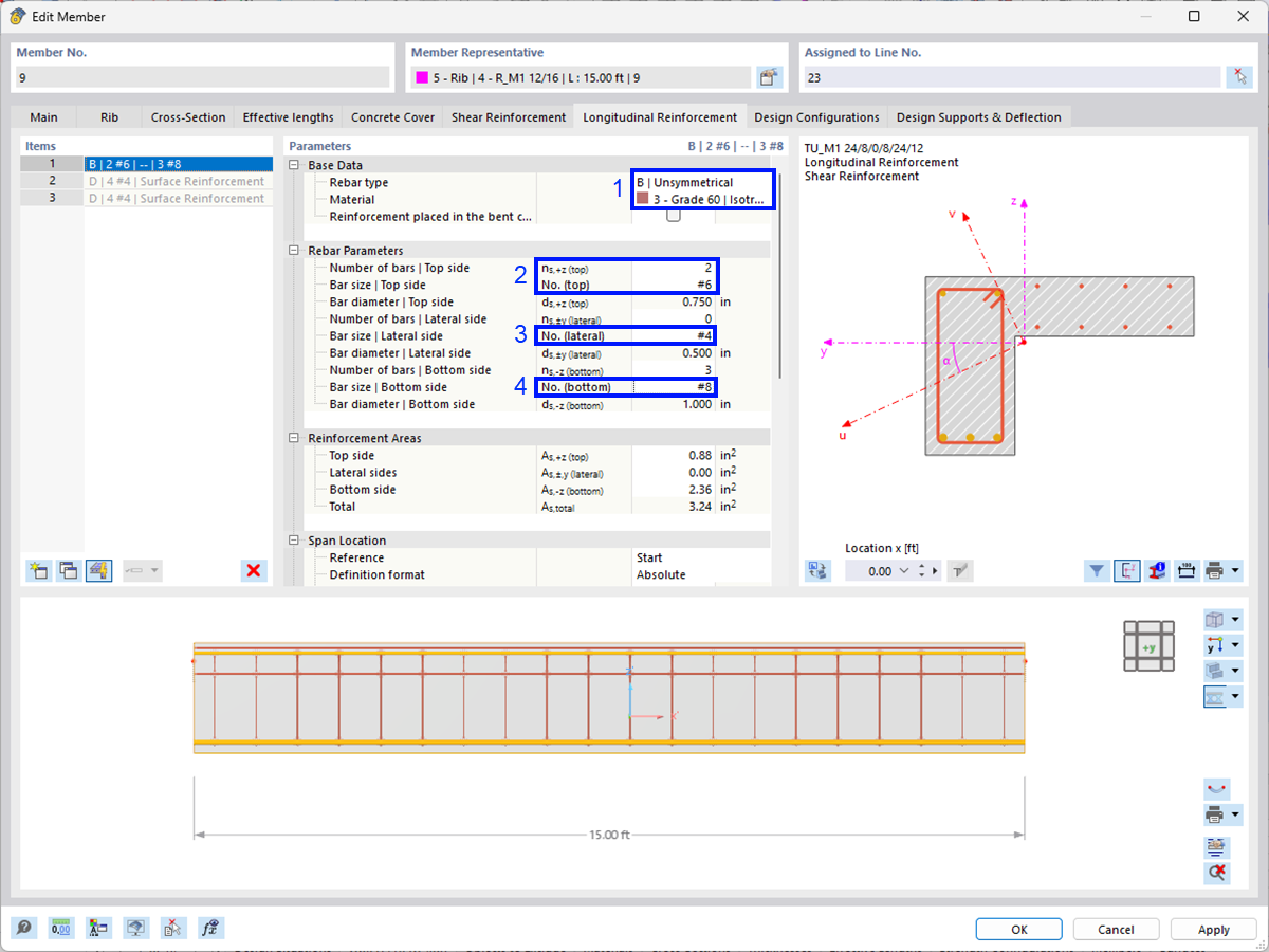 Defining Rebars of Top and Bottom Sides