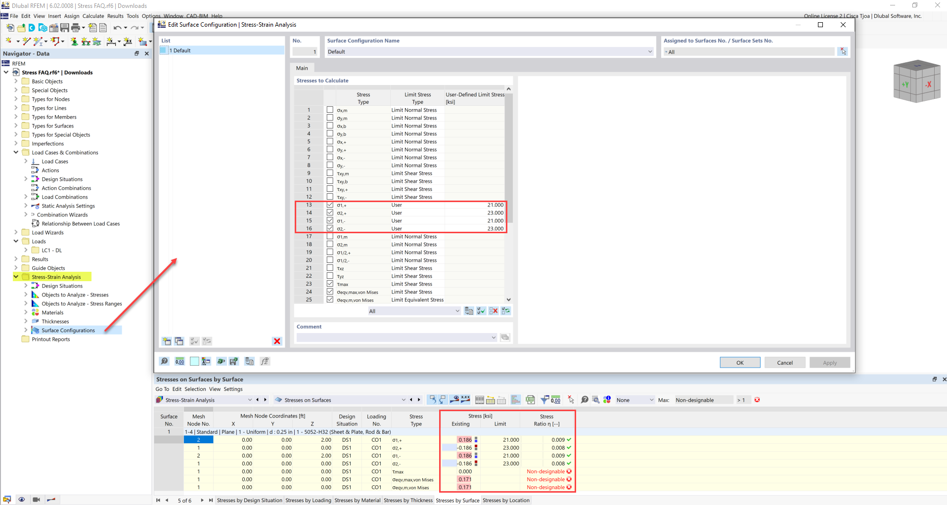 FAQ 005247 | The limit stress is activated, but my stress ratio is “non-designable” in the Stress-Strain Analysis add-on. What could be the reason?