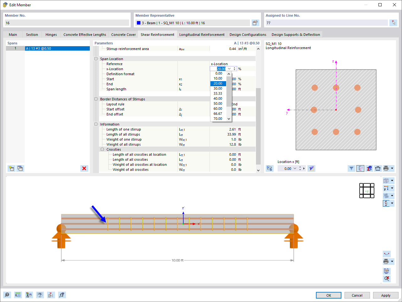 Defining Span Position via x-Location ("Relative" Definition Format)
