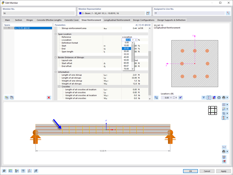 Defining Span Position via x-Location ("Relative" Definition Format)
