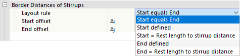 Selecting Layout Rule for Border Distances of Stirrups