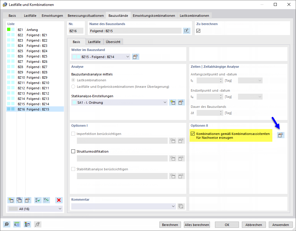 Creating Combinations According to Combination Wizard