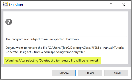 FAQ 005249 | Where can I find the backup file in RFEM 6?