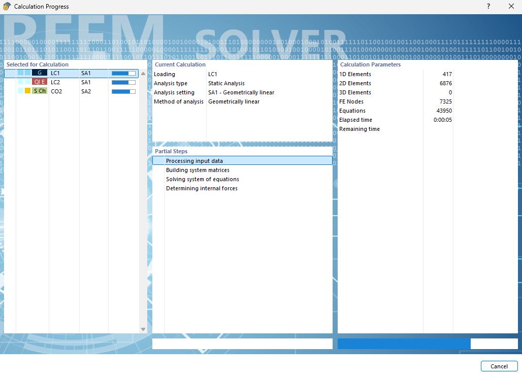 Calculation Progress of Stress-Strain Analysis