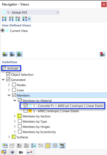 Activating Visibility for Concrete Members