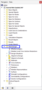 Navigator Items Relevant to Steel Design