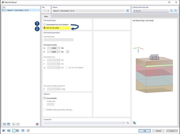 FAQ 005255 | The terrain surface of my soil to be analyzed is uneven. How can I edit the geometry of my soil massif for the modeling?