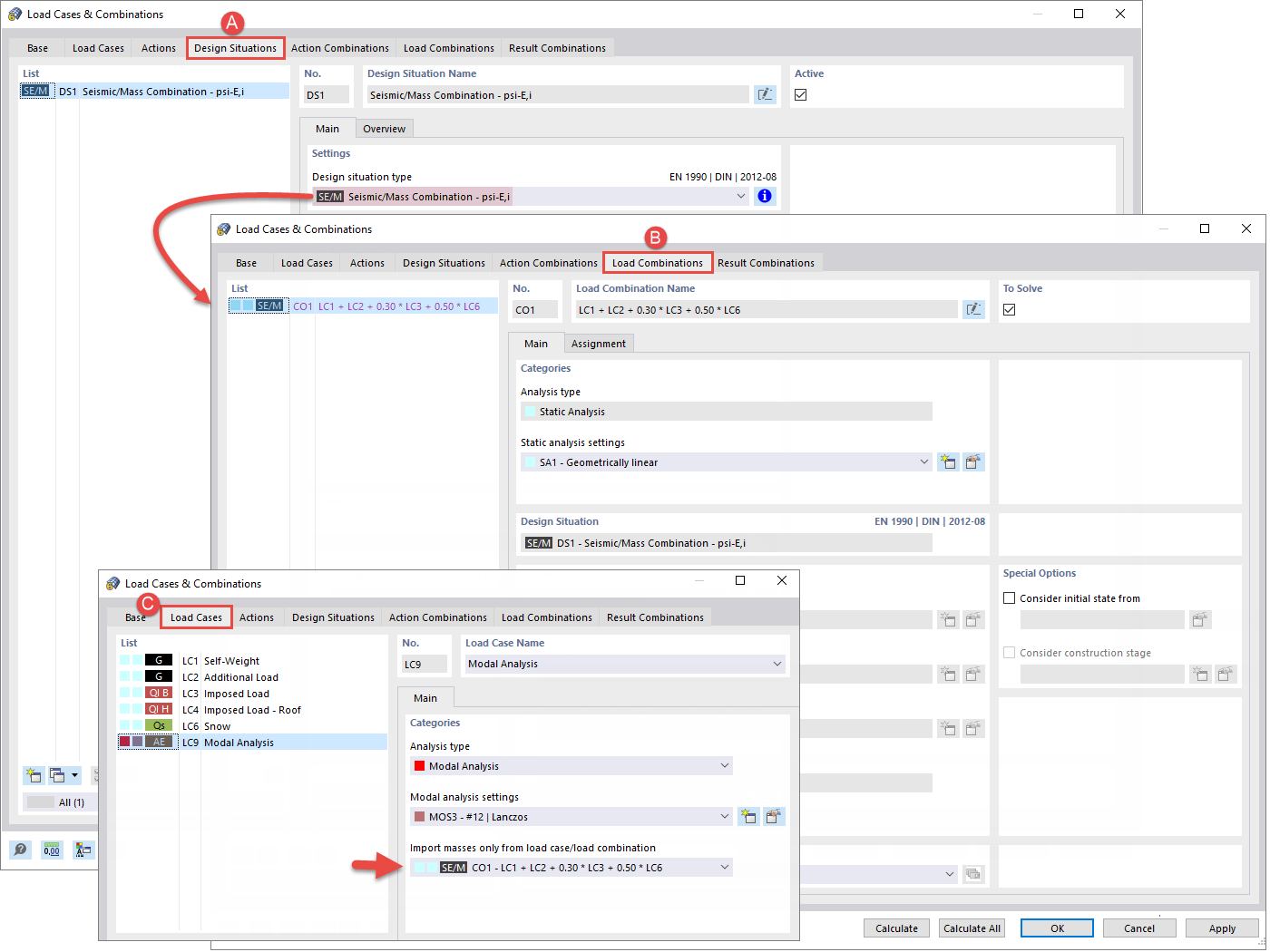 Import Masses from Load Combination According to Standard