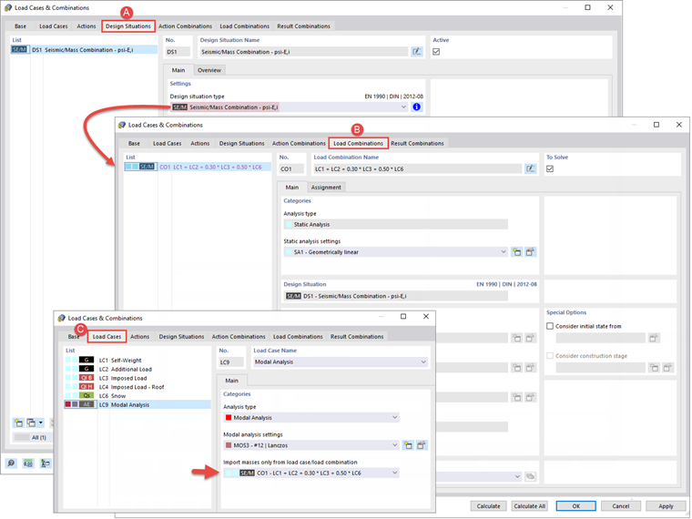 Import Masses from Load Combination According to Standard