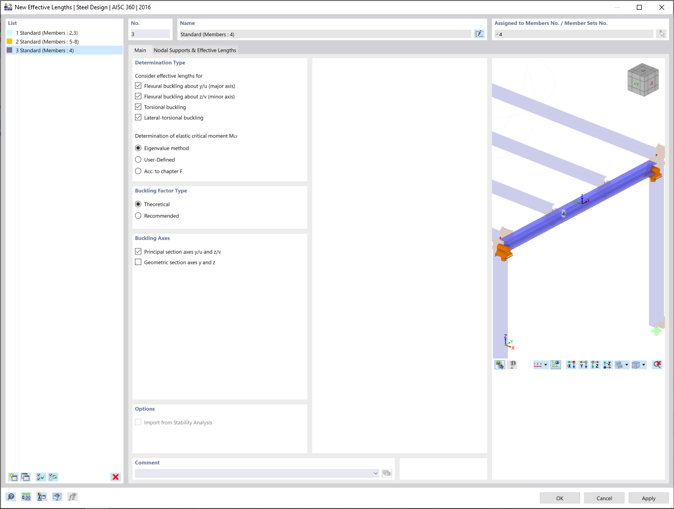 Dialog Box "New Effective Lengths", Tab "Main"