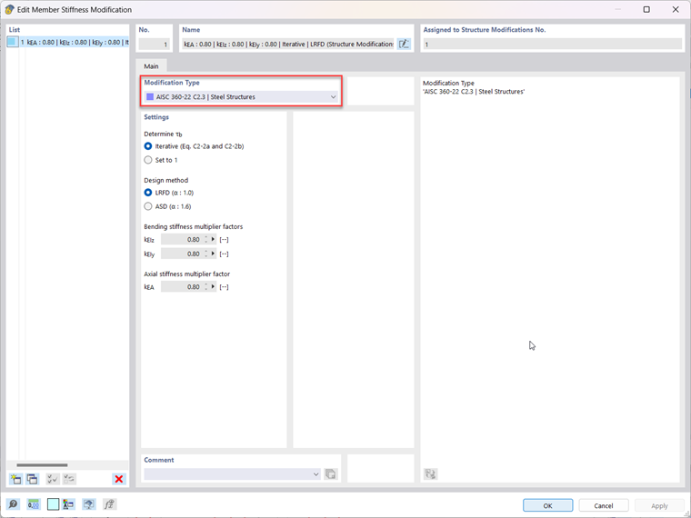 Defining Stiffness Modification Factor