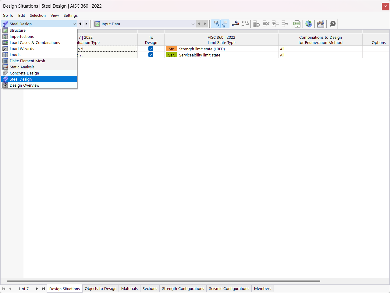 Table "Steel Design"