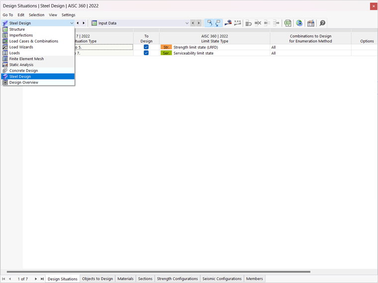 Table "Steel Design"