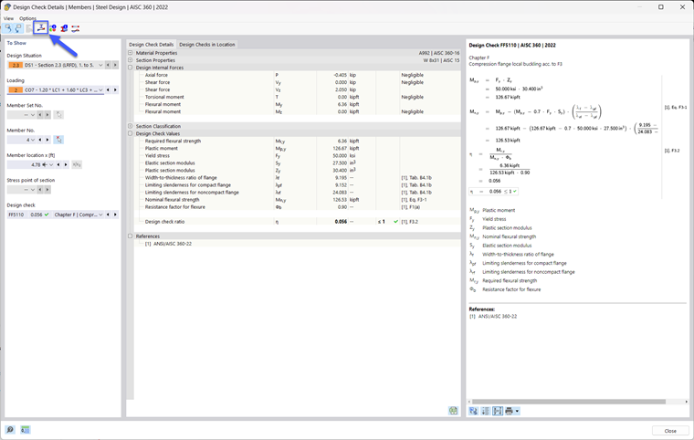 Design Check Details for Compression Flange Buckling