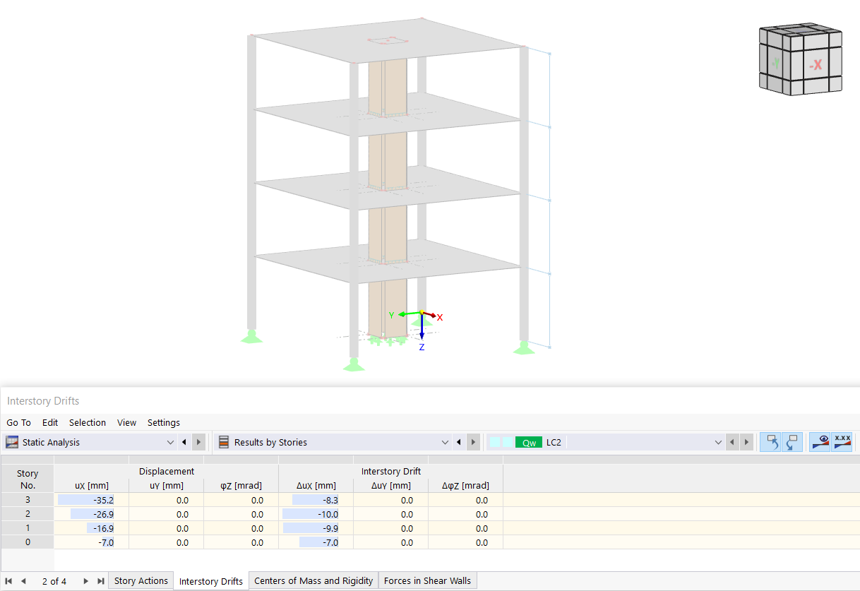 Result Table "Interstory Drifts"