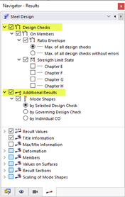 Main Categories for Steel Design Results