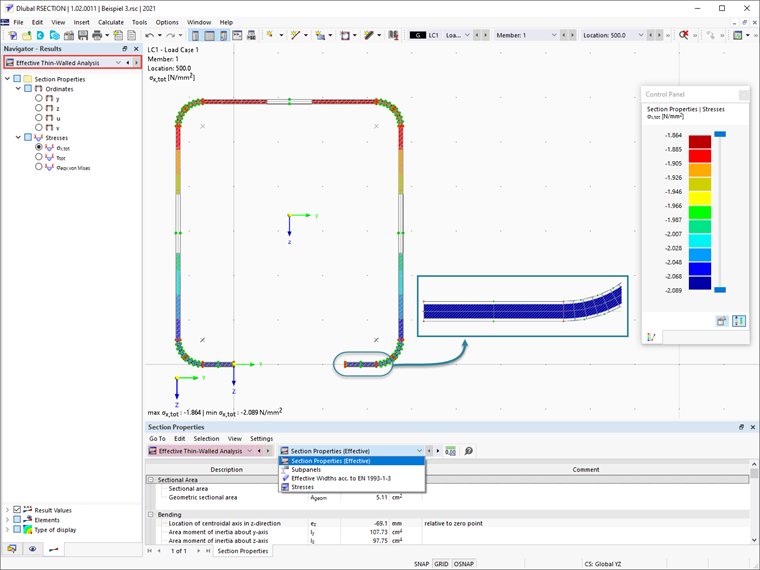 Results: Effective Thin-Walled Analysis