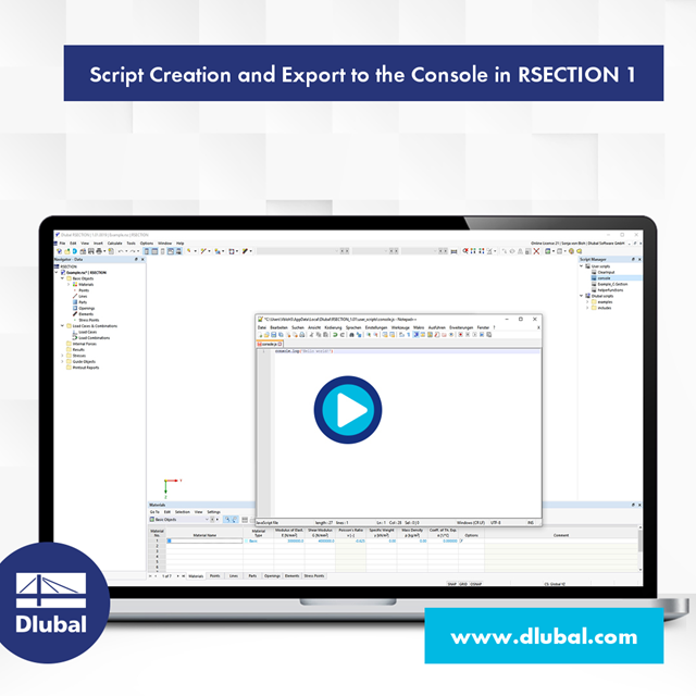 Script Creation and Export to the Console in RSECTION 1