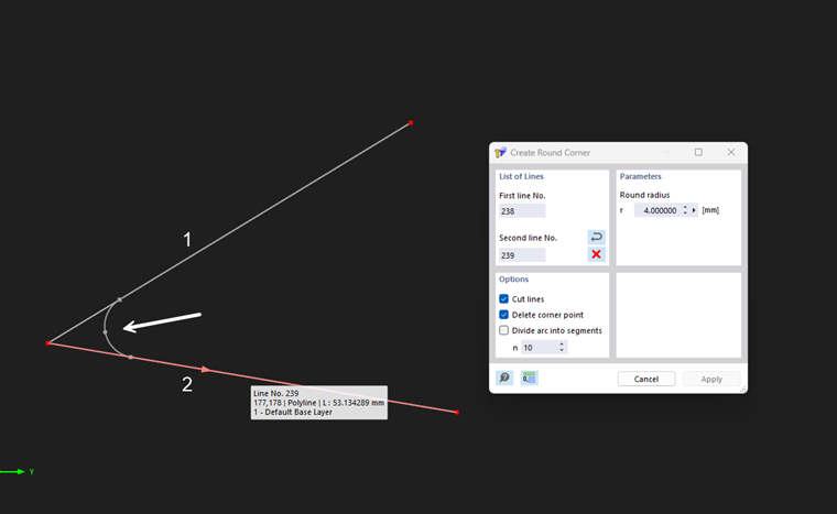 Dialog Box "Create Round Corner"