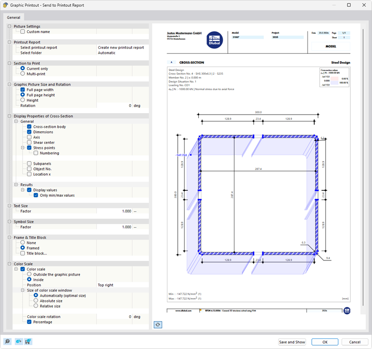 Printing Result Diagrams in Printout Report