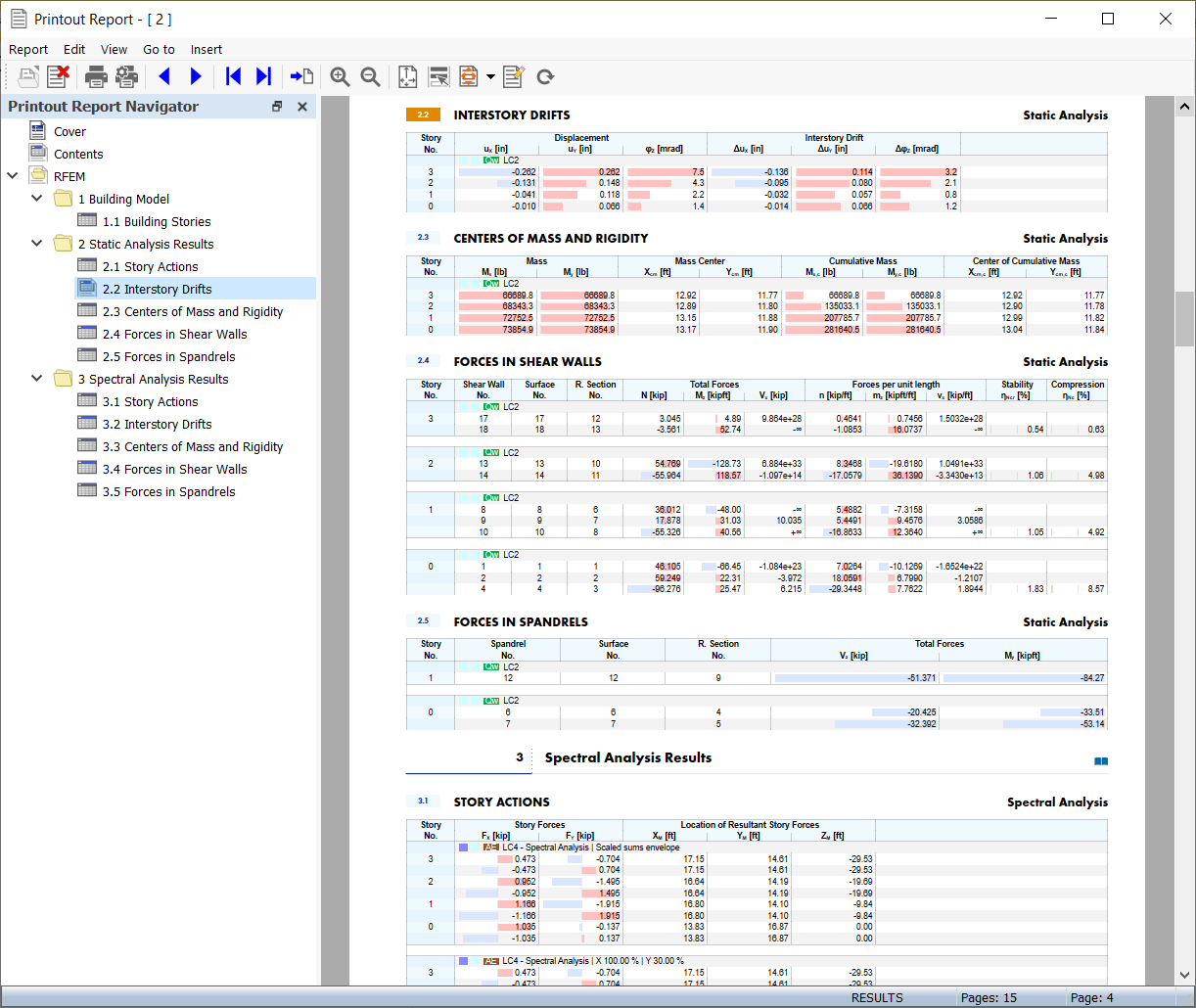 Printout Report with Building Model Data