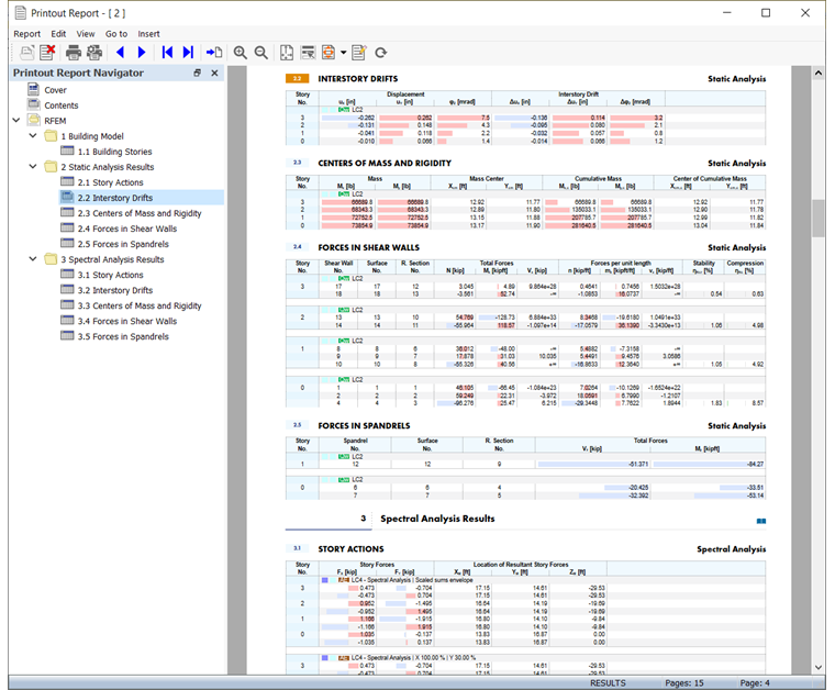 Printout Report with Building Model Data