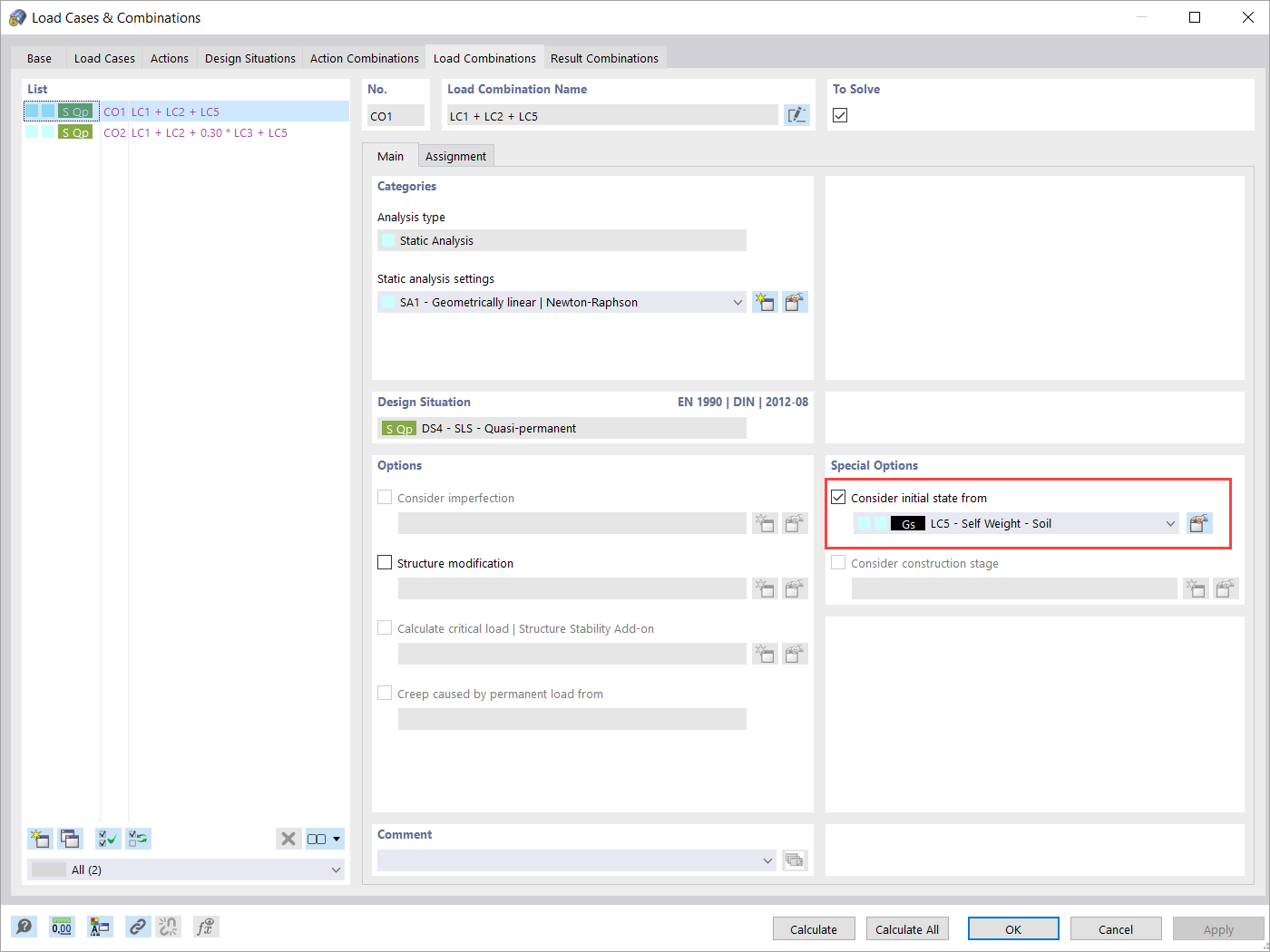 Load Combinations Created via Combination Wizard