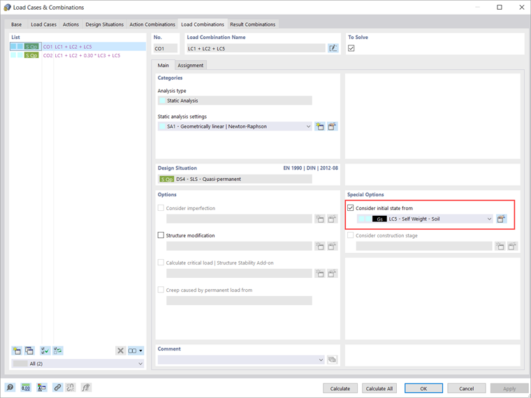 Load Combinations Created via Combination Wizard