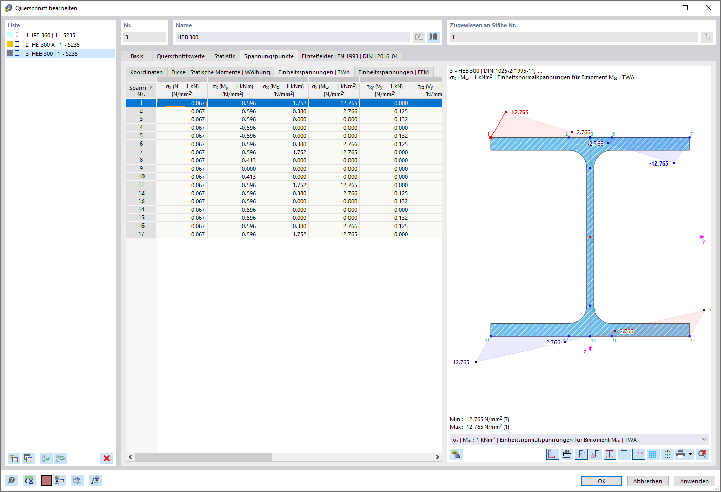 Unit Normal Stresses for Bimoment – Thin-Walled Analysis