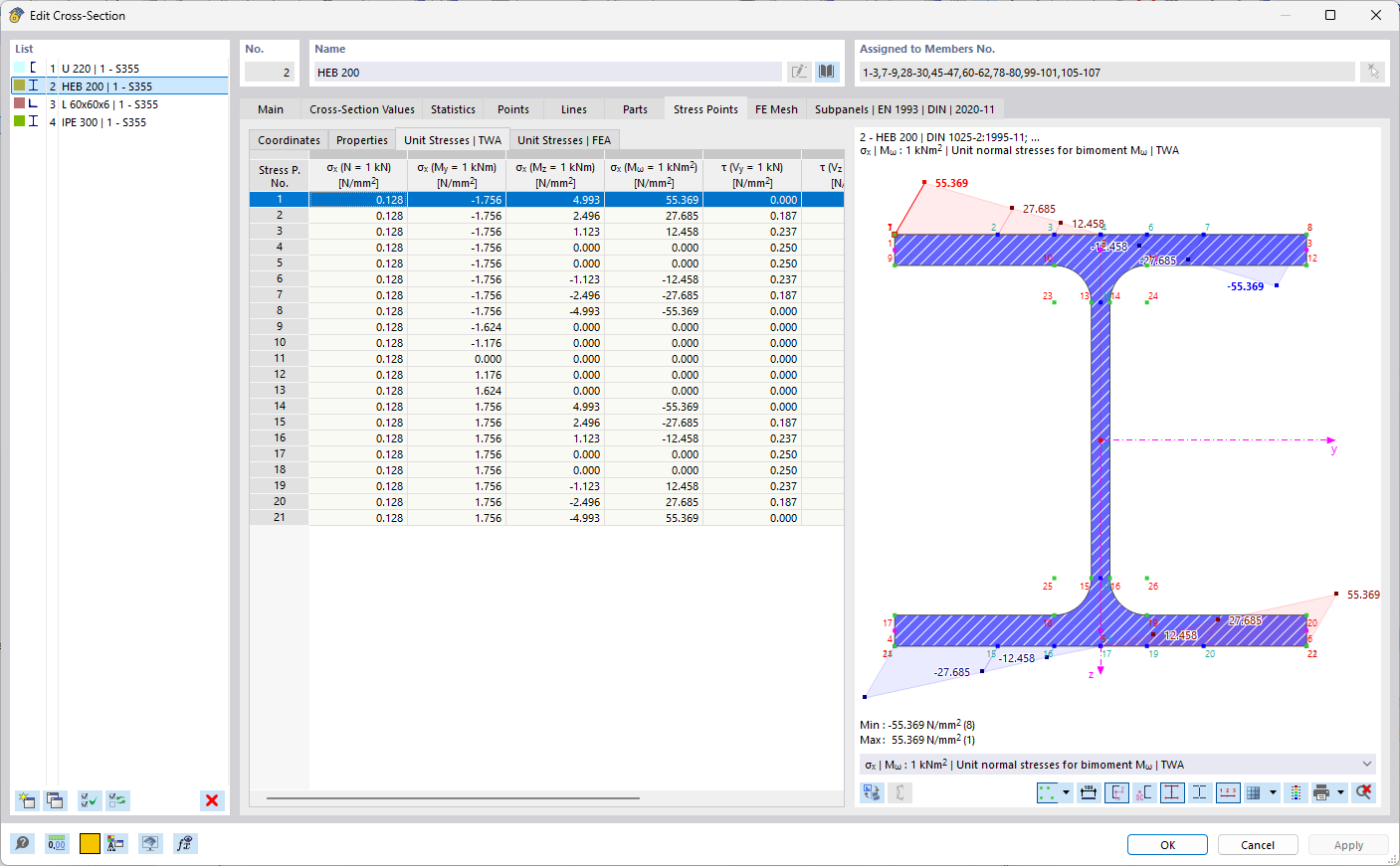 Unit Normal Stresses for Bimoment – Thin-Walled Analysis