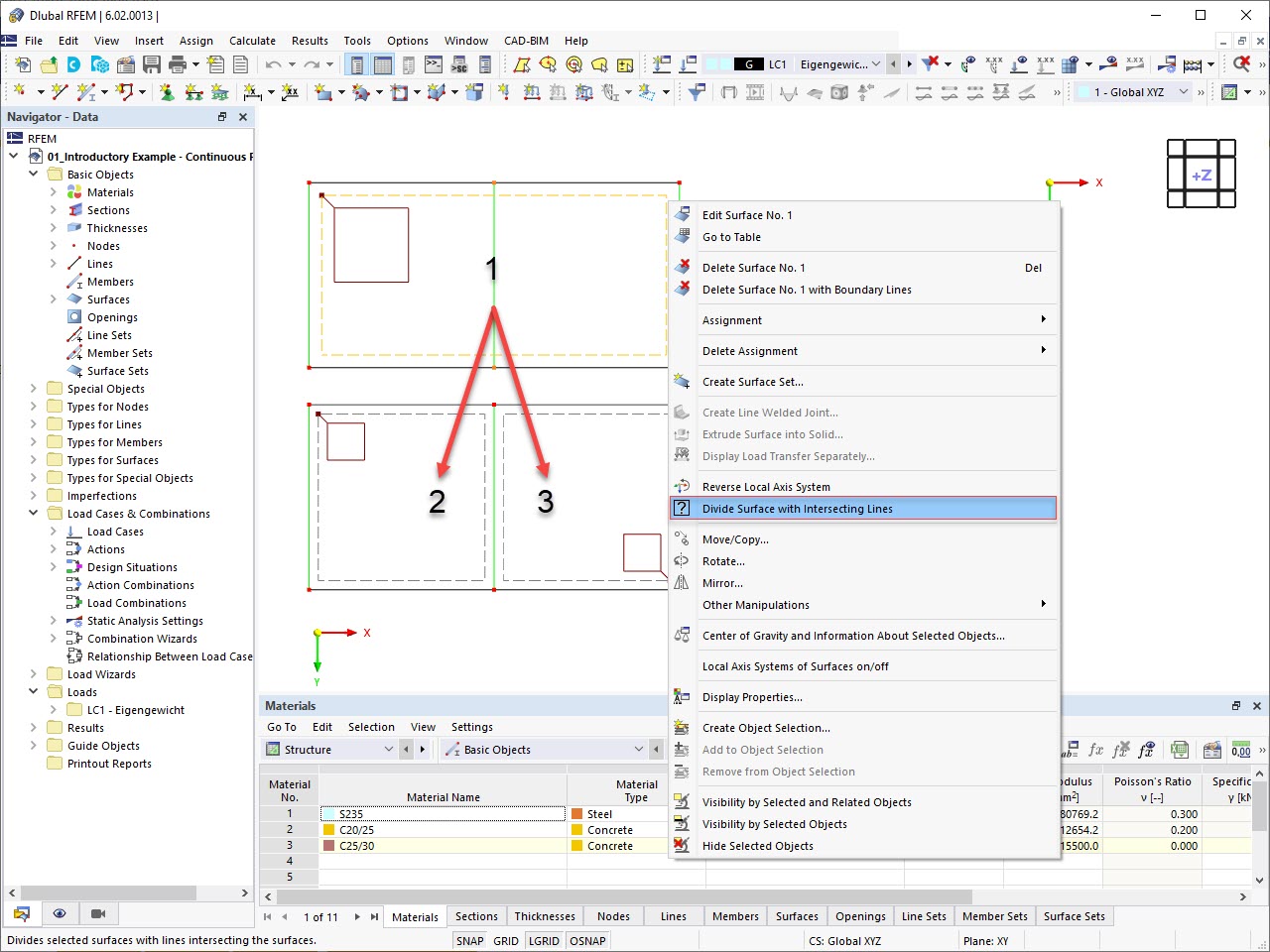 Feature 002441 | Function for Dividing Surfaces with Lines in the Middle