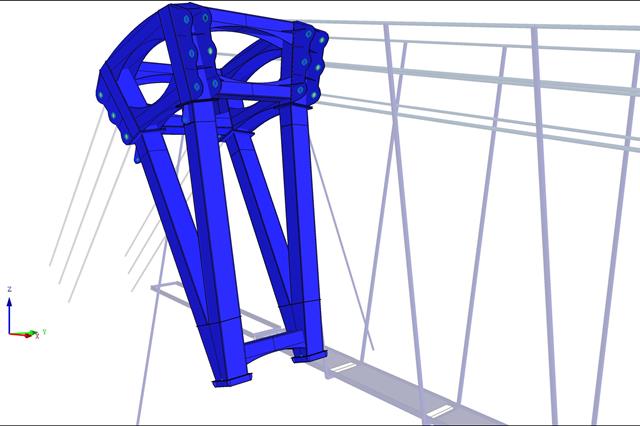 CP 001237 | 3D Model of Footbridge Pylon in RFEM 5