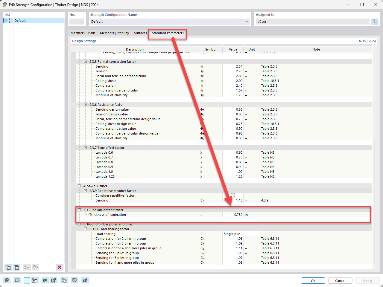 FAQ 005275 | How can I modify the lamella thickness for a glulam section in RFEM 6?