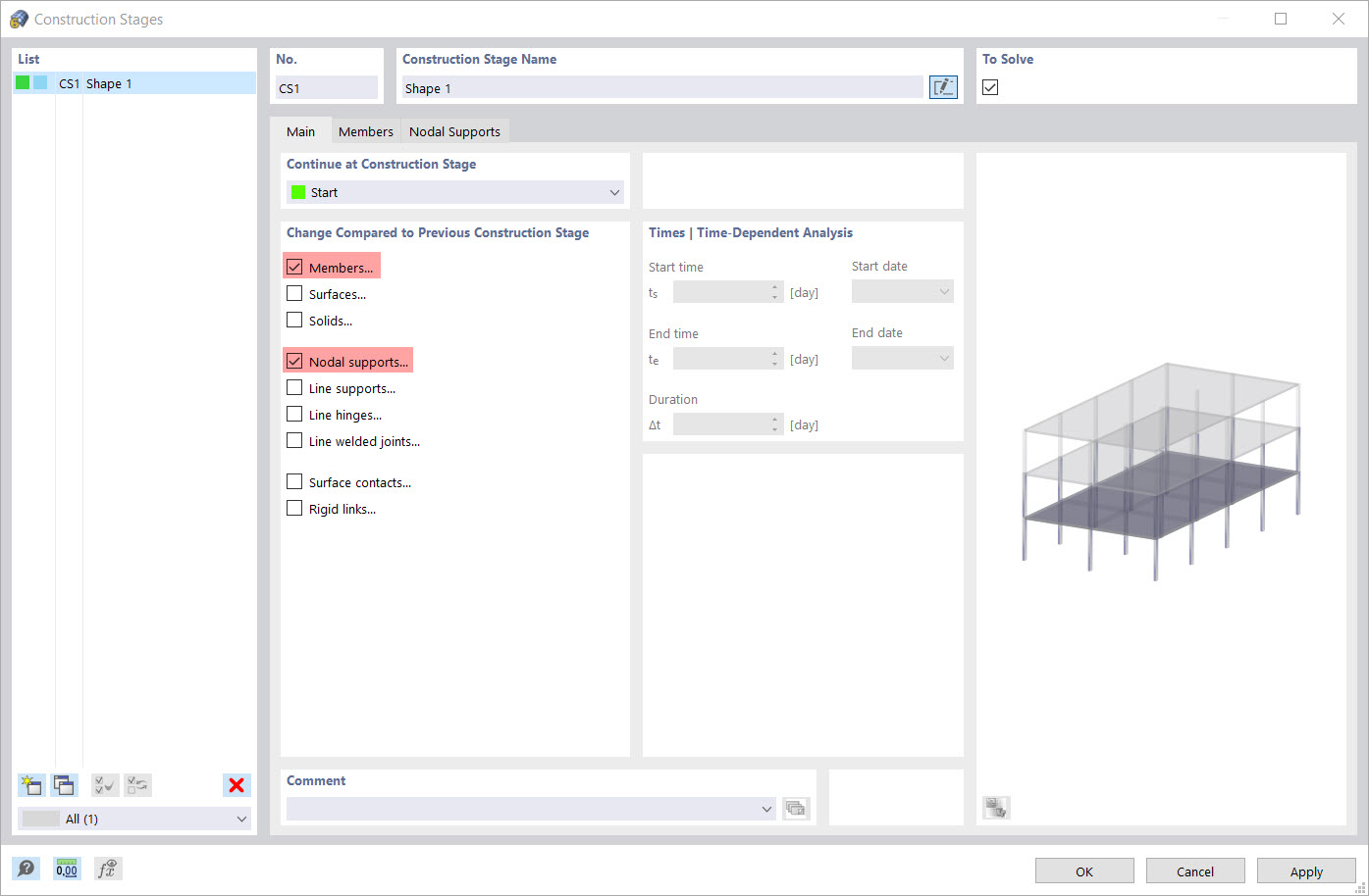 Dialog Box "Construction Stages"