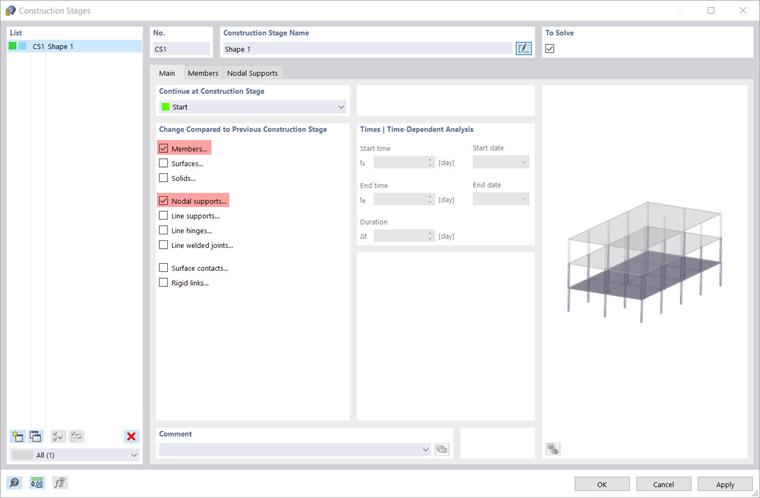 Dialog Box "Construction Stages"