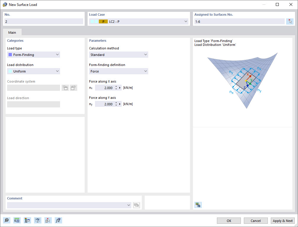 New Surface Load with 'Form-Finding' Type