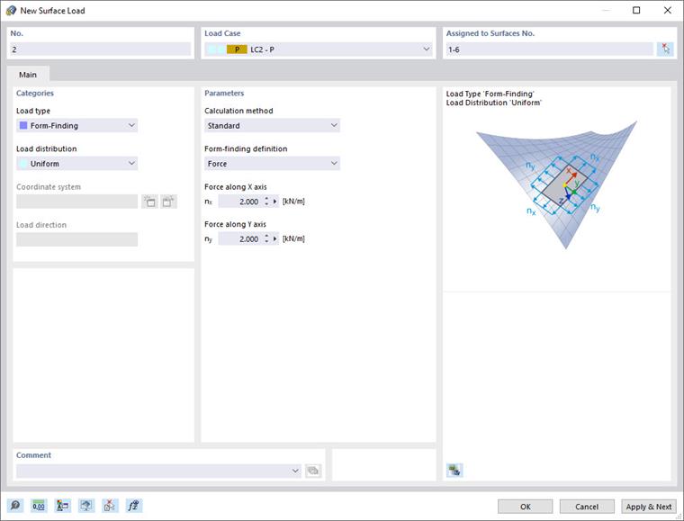 New Surface Load with 'Form-Finding' Type