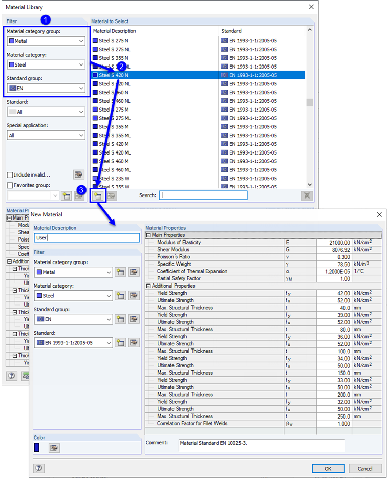 FAQ 005276 | Can I also use user-defined materials in RF‑/PLATE‑BUCKLING?