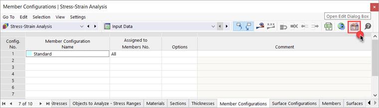Table "Stress-Strain Analysis"