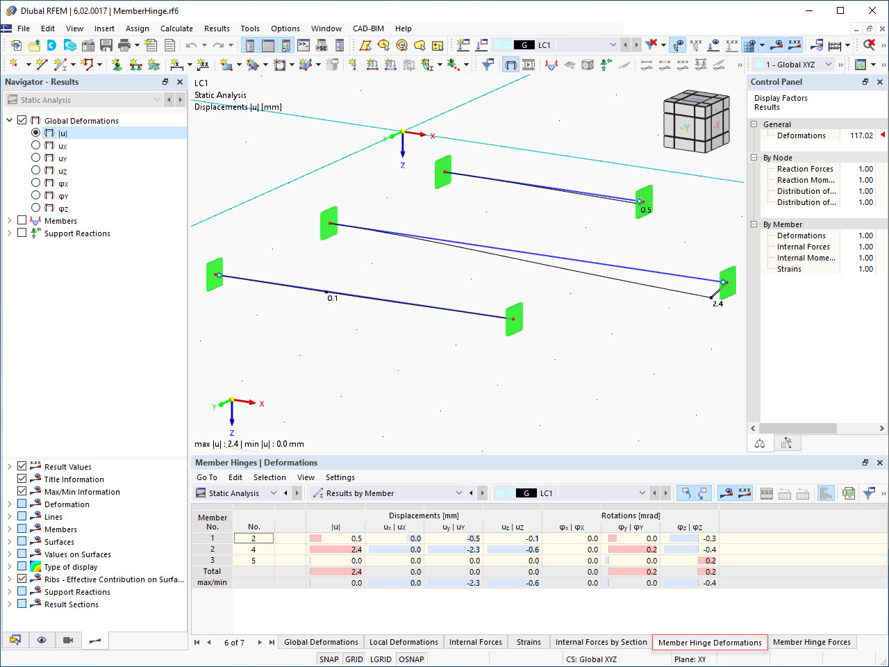 Feature 002450 | Result Tables for Member Hinges